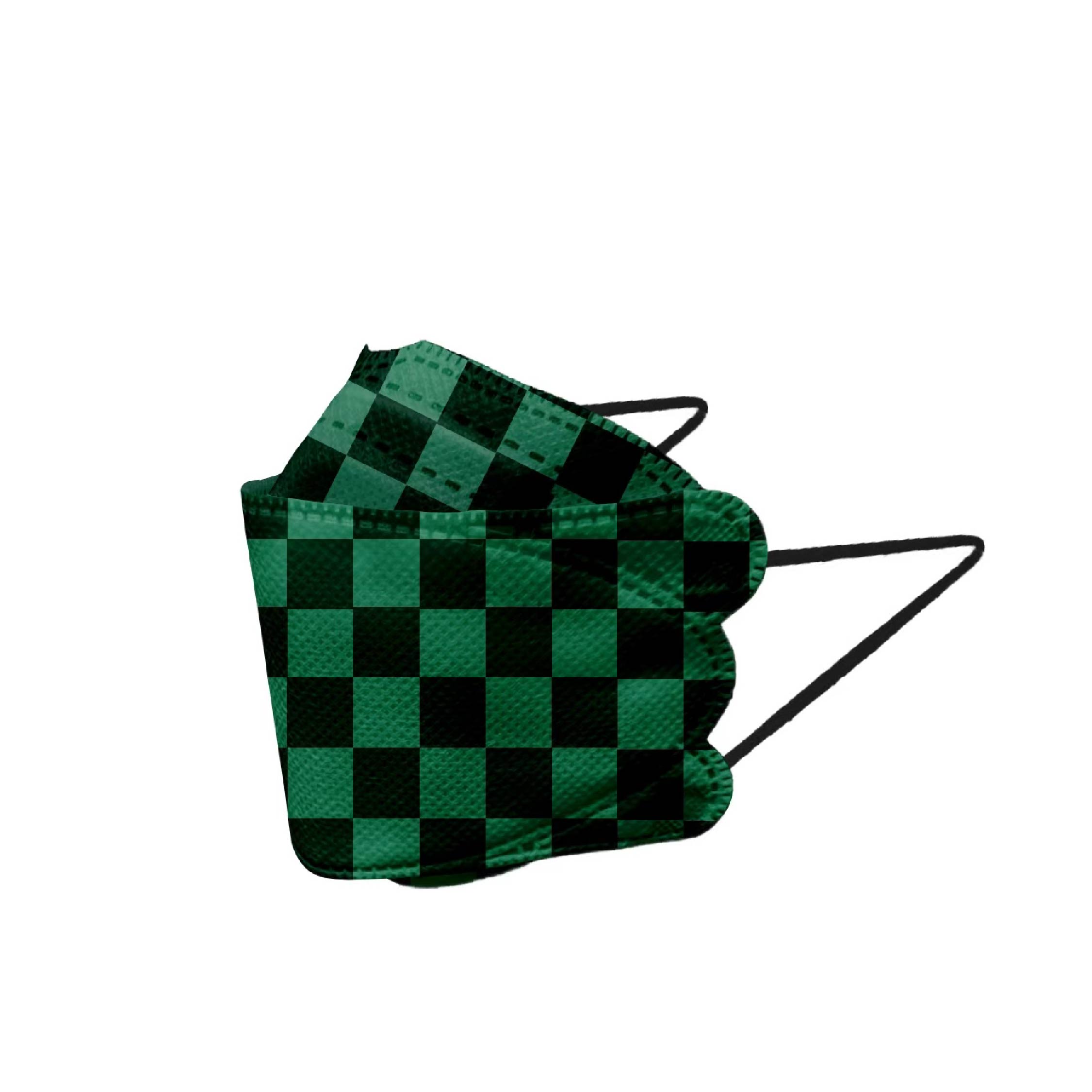 4D成人口罩-綠黑格紋